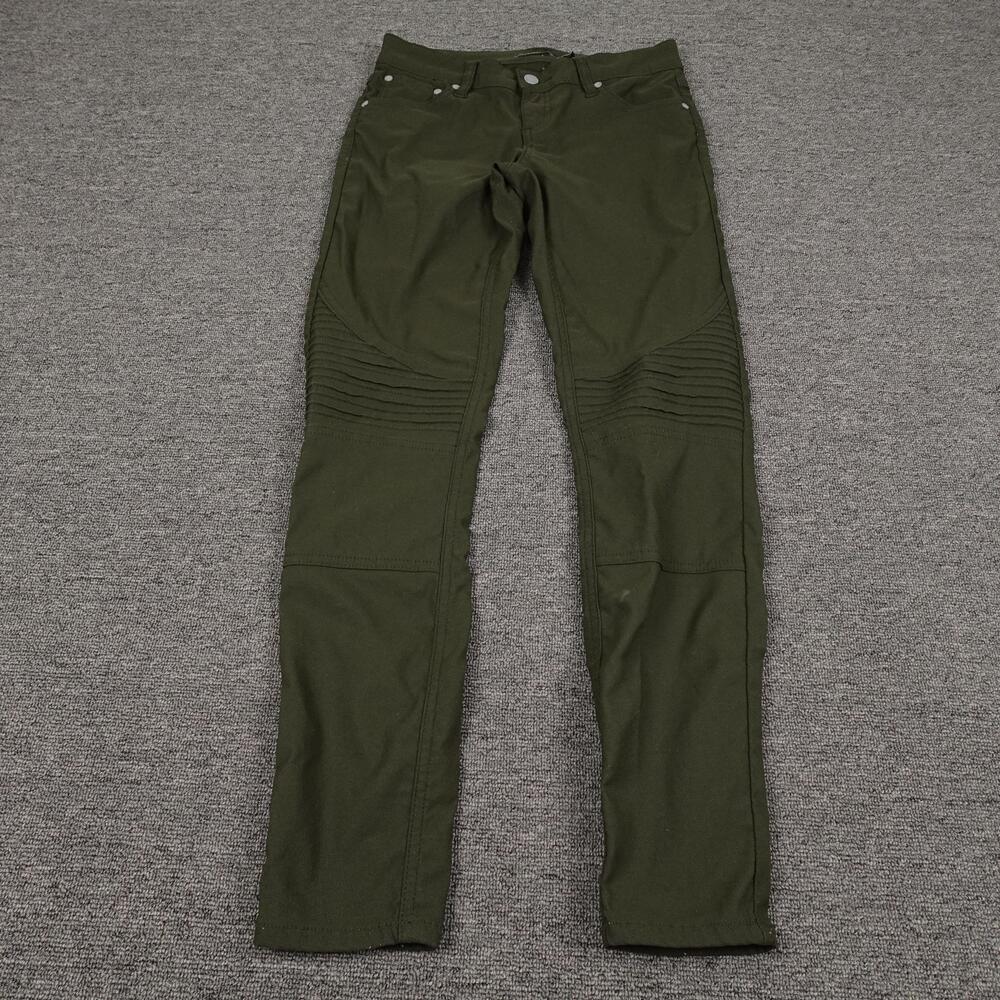 PrAna Pants Womens 0 Green Nylon Stretch Moto Biker Jegging Skinny Pockets